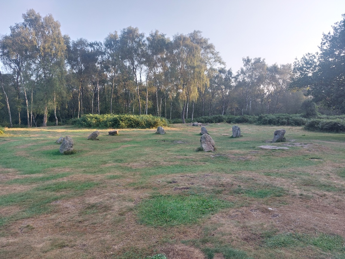 Image of the Nine Ladies stone circle at dawn